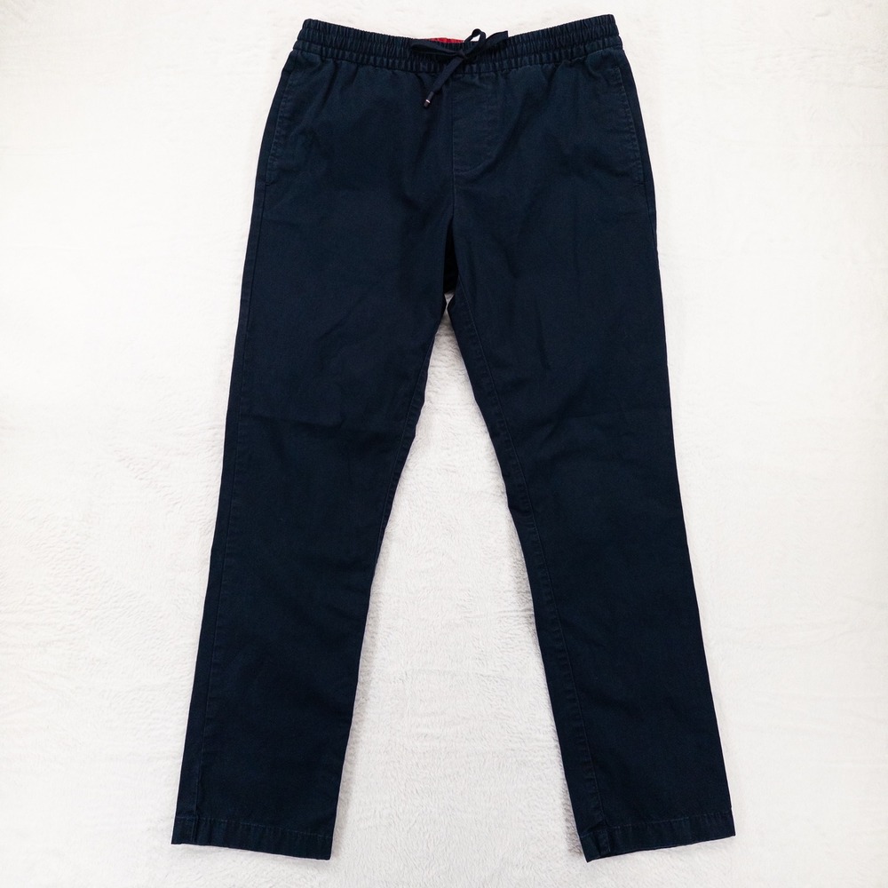 Tommy Hilfiger Mens Chino Pants Small Navy Blue Elastic Waist Drawstring Stretch